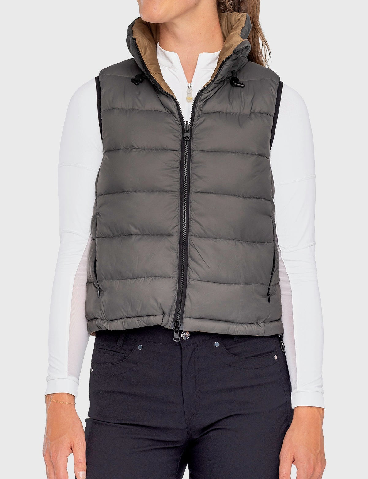 Kastel Denmark Camel & Slate Solid Reversible Puffer Vest - Kastel Denmark - Equiluxe Tack