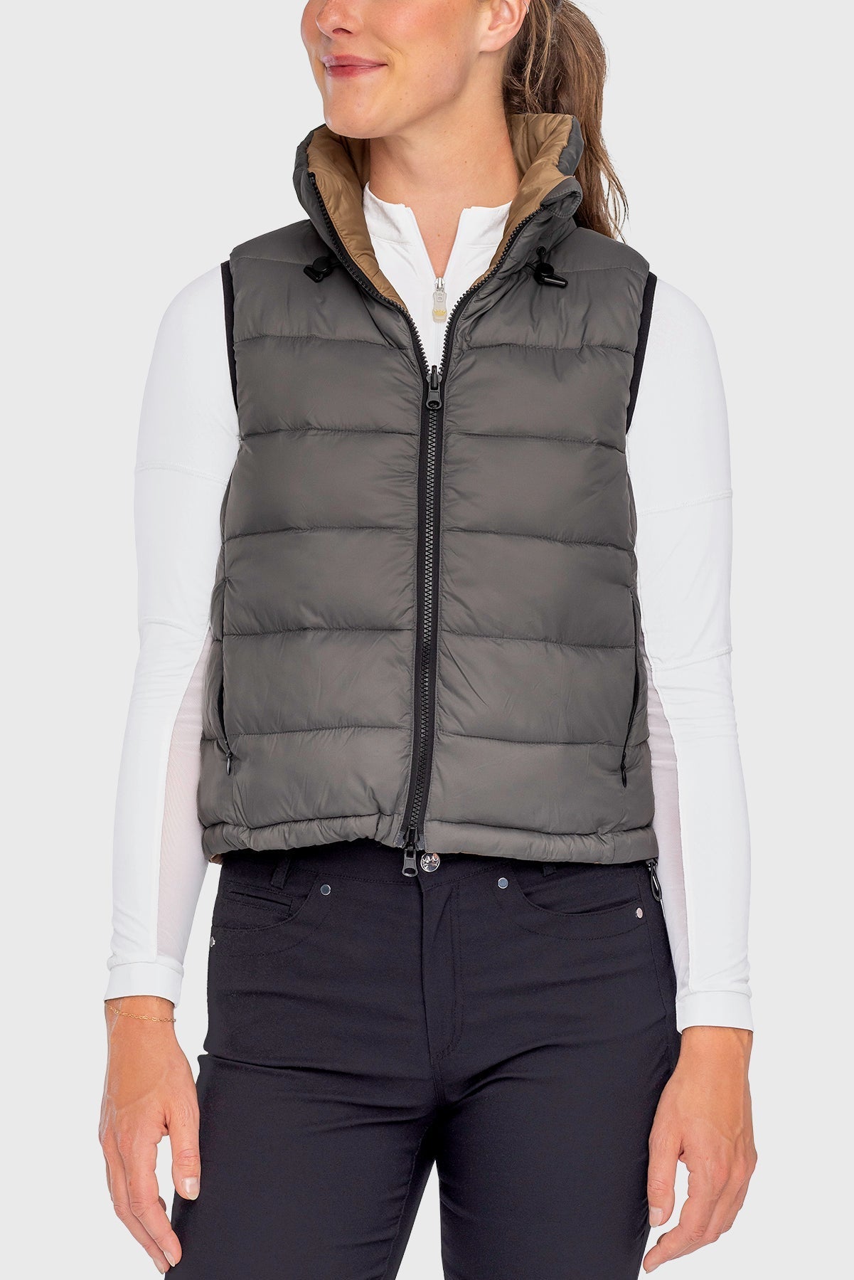 Kastel Denmark Camel & Slate Solid Reversible Puffer Vest - Kastel Denmark - Equiluxe Tack