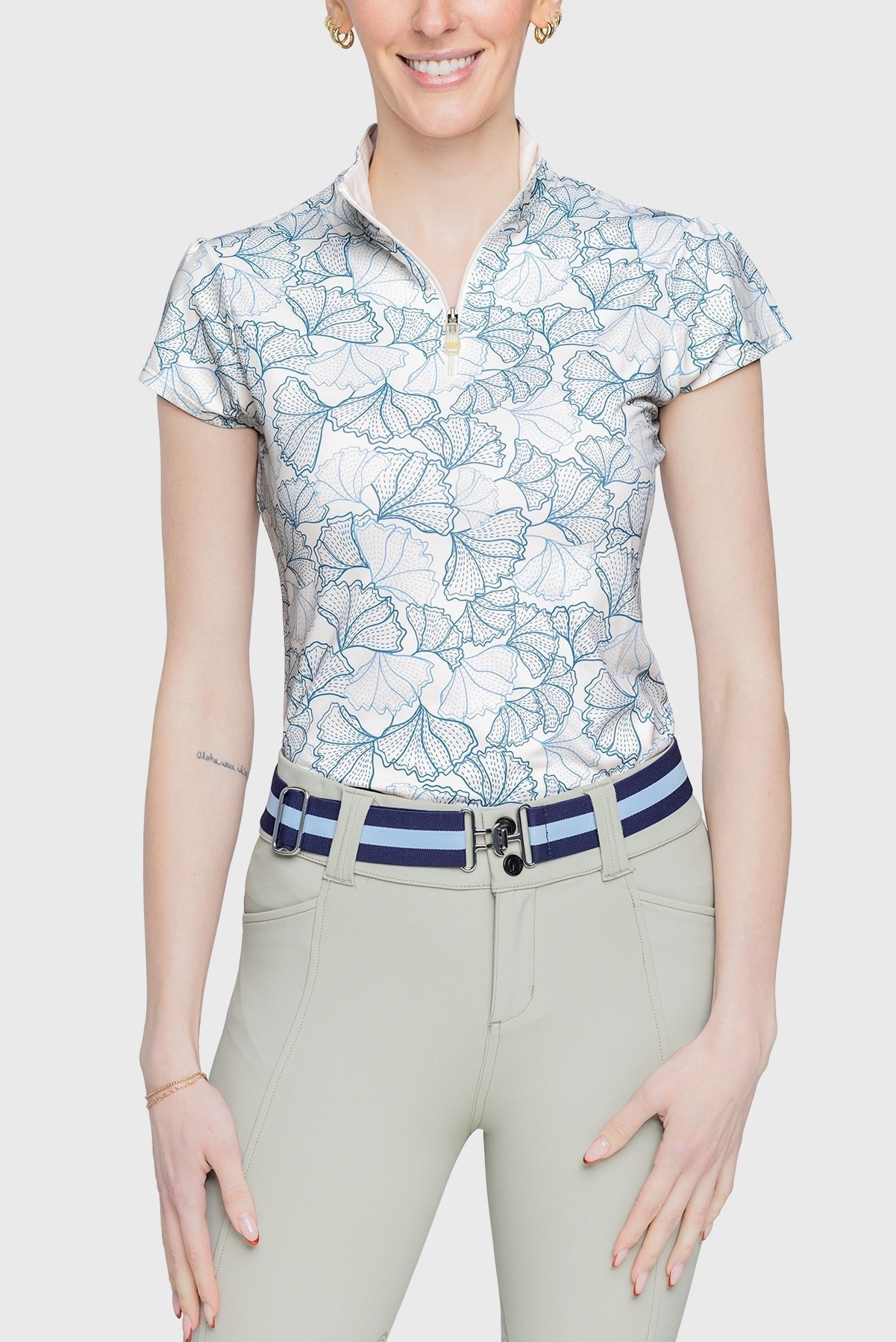 Kastel Denmark Cap Sleeve Chambray Blue Poppies - Kastel Denmark - Equiluxe Tack