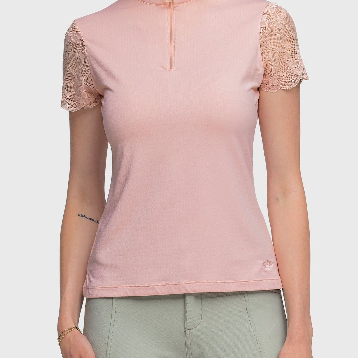 Kastel Denmark Cap Sleeve Coral Pink Lace 1/4 Zip - Kastel Denmark - Equiluxe Tack