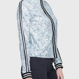 Kastel Denmark Chambray Blue Poppies Full Zip Track Jacket w/Striped Trim - Kastel Denmark - Equiluxe Tack