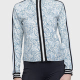 Kastel Denmark Chambray Blue Poppies Full Zip Track Jacket w/Striped Trim - Kastel Denmark - Equiluxe Tack