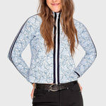Kastel Denmark Chambray Blue Poppies Full Zip Track Jacket w/Striped Trim - Kastel Denmark - Equiluxe Tack
