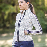 Kastel Denmark Chambray Blue Poppies Full Zip Track Jacket w/Striped Trim - Kastel Denmark - Equiluxe Tack