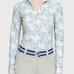 Kastel Denmark Chambray Blue Poppies Long Sleeve 1/4 Zip Shirt - Kastel Denmark - Equiluxe Tack