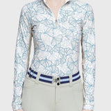 Kastel Denmark Chambray Blue Poppies Long Sleeve 1/4 Zip Shirt - Kastel Denmark - Equiluxe Tack