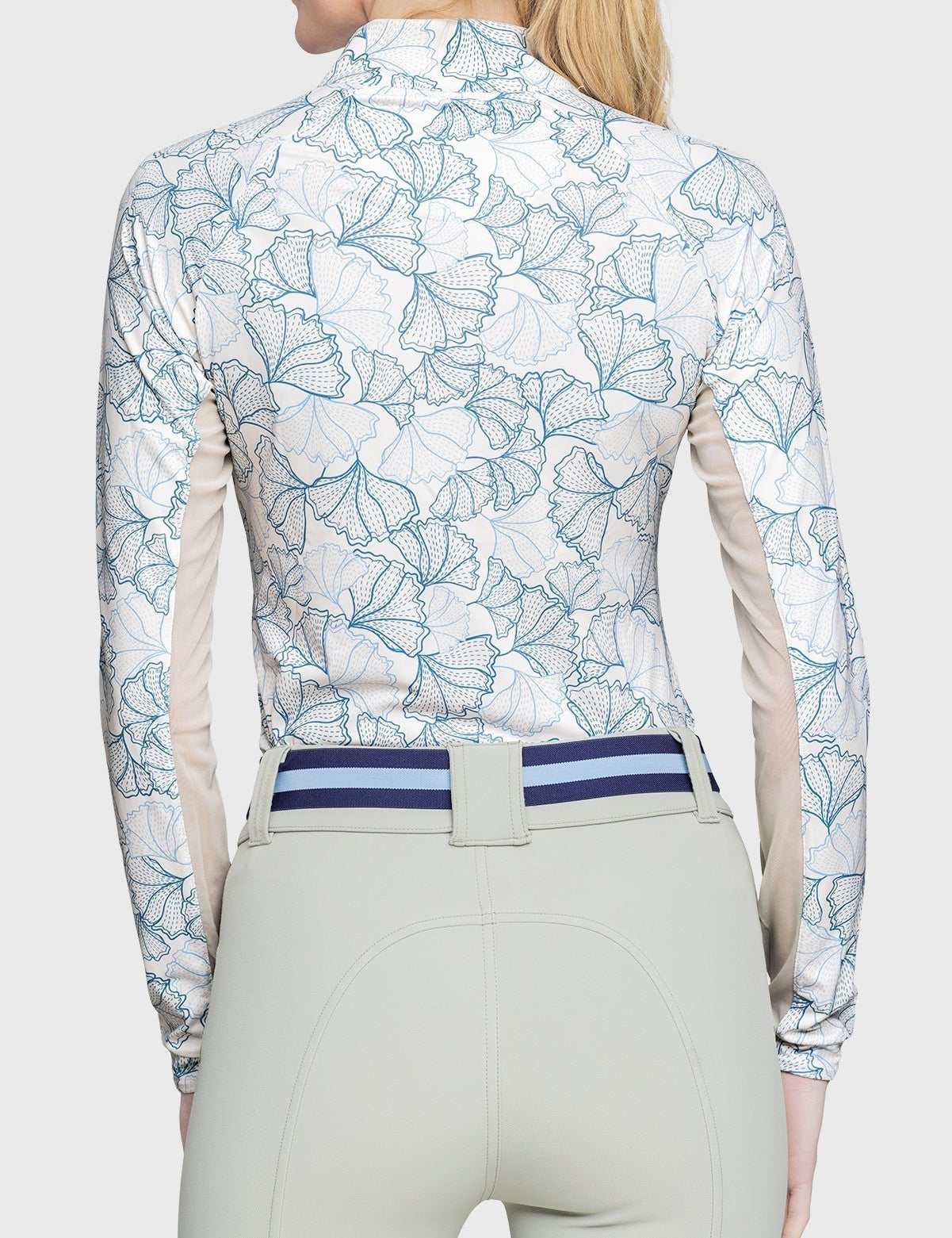 Kastel Denmark Chambray Blue Poppies Long Sleeve 1/4 Zip Shirt - Kastel Denmark - Equiluxe Tack