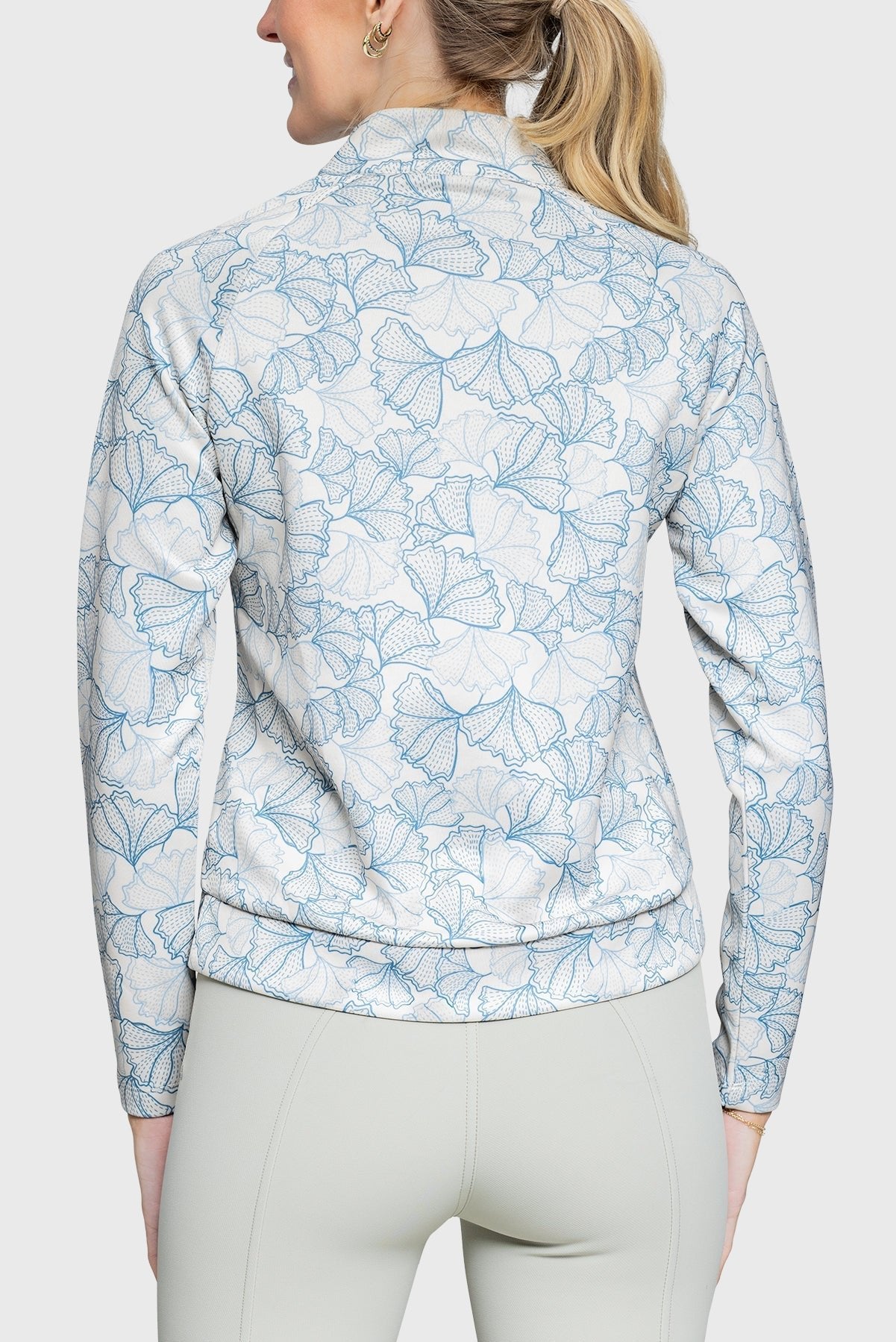 Kastel Denmark Chambray Blue Poppies ½ Zip Scuba Pullover - Kastel Denmark - Equiluxe Tack