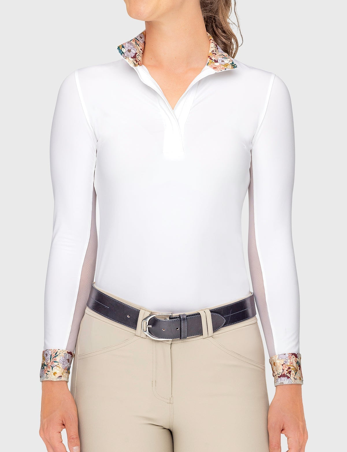 Kastel Denmark Champagne Blooming Peonies Long Sleeve Tailored Show Shirt - Kastel Denmark - Equiluxe Tack
