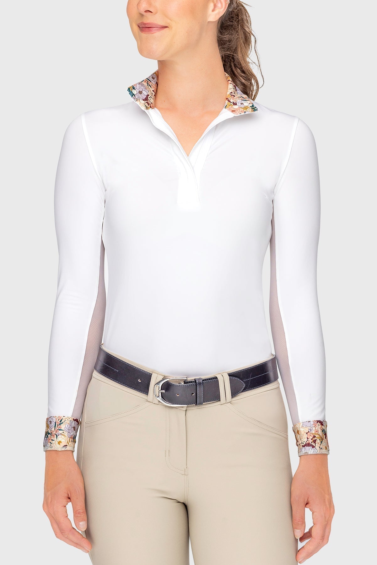 Kastel Denmark Champagne Blooming Peonies Long Sleeve Tailored Show Shirt - Kastel Denmark - Equiluxe Tack
