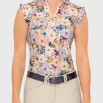 Kastel Denmark Champagne Blooming Peonies Ruffle 1/4 Zip Tank - Kastel Denmark - Equiluxe Tack