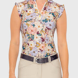 Kastel Denmark Champagne Blooming Peonies Ruffle 1/4 Zip Tank - Kastel Denmark - Equiluxe Tack