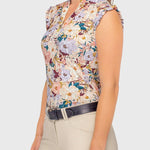 Kastel Denmark Champagne Blooming Peonies Ruffle 1/4 Zip Tank - Kastel Denmark - Equiluxe Tack