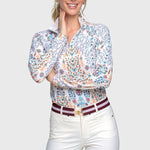 Kastel Denmark Coral Block Print Floral 1/4 Zip Long Sleeve Shirt - Kastel Denmark - Equiluxe Tack