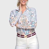 Kastel Denmark Coral Block Print Floral 1/4 Zip Long Sleeve Shirt - Kastel Denmark - Equiluxe Tack