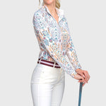 Kastel Denmark Coral Block Print Floral 1/4 Zip Long Sleeve Shirt - Kastel Denmark - Equiluxe Tack