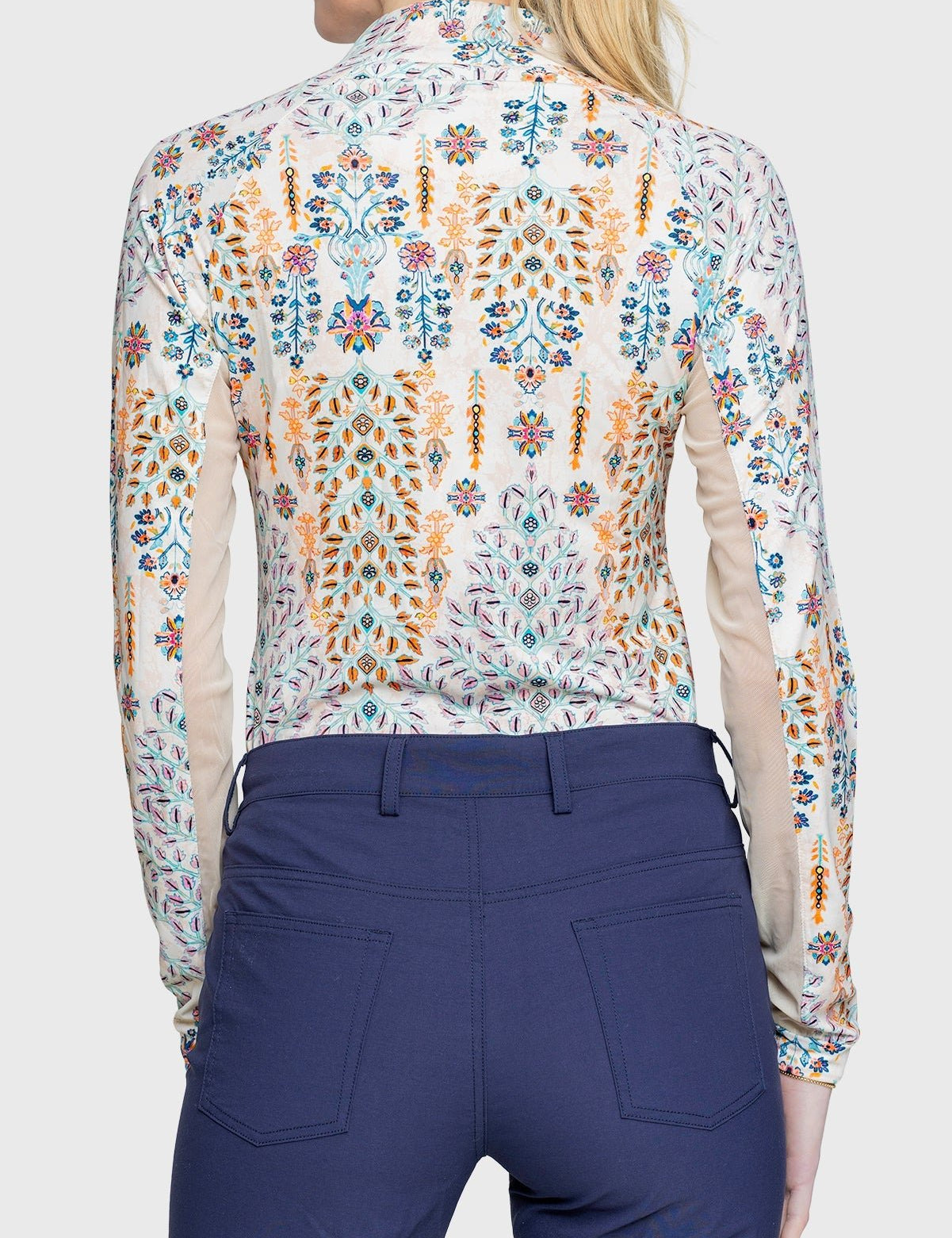 Kastel Denmark Coral Block Print Floral 1/4 Zip Long Sleeve Shirt - Kastel Denmark - Equiluxe Tack