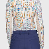 Kastel Denmark Coral Block Print Floral 1/4 Zip Long Sleeve Shirt - Kastel Denmark - Equiluxe Tack