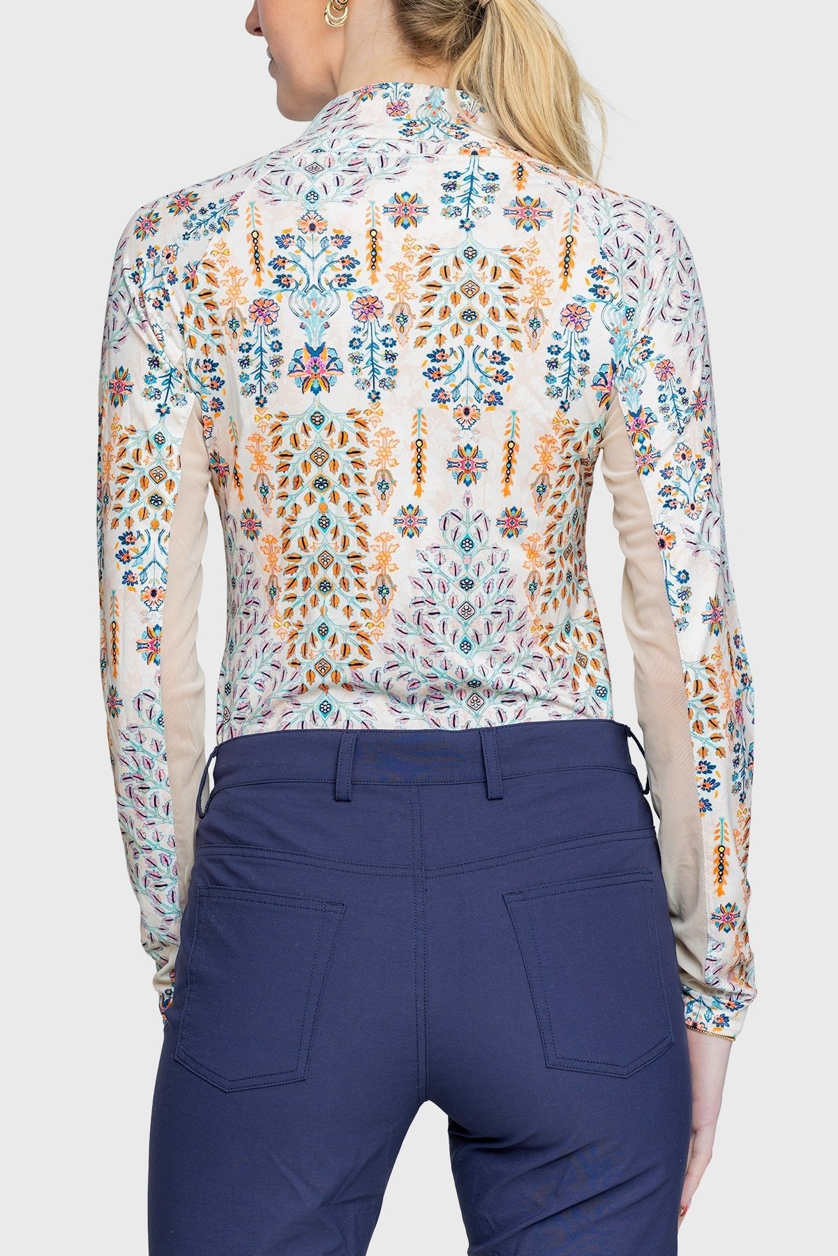 Kastel Denmark Coral Block Print Floral 1/4 Zip Long Sleeve Shirt - Kastel Denmark - Equiluxe Tack