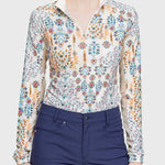 Kastel Denmark Coral Block Print Floral 1/4 Zip Long Sleeve Shirt - Kastel Denmark - Equiluxe Tack