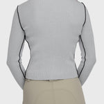 Kastel Denmark Dove Gray Ribbed Mock Neck Sweater with Black Piping - Kastel Denmark - Equiluxe Tack