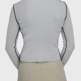 Kastel Denmark Dove Gray Ribbed Mock Neck Sweater with Black Piping - Kastel Denmark - Equiluxe Tack