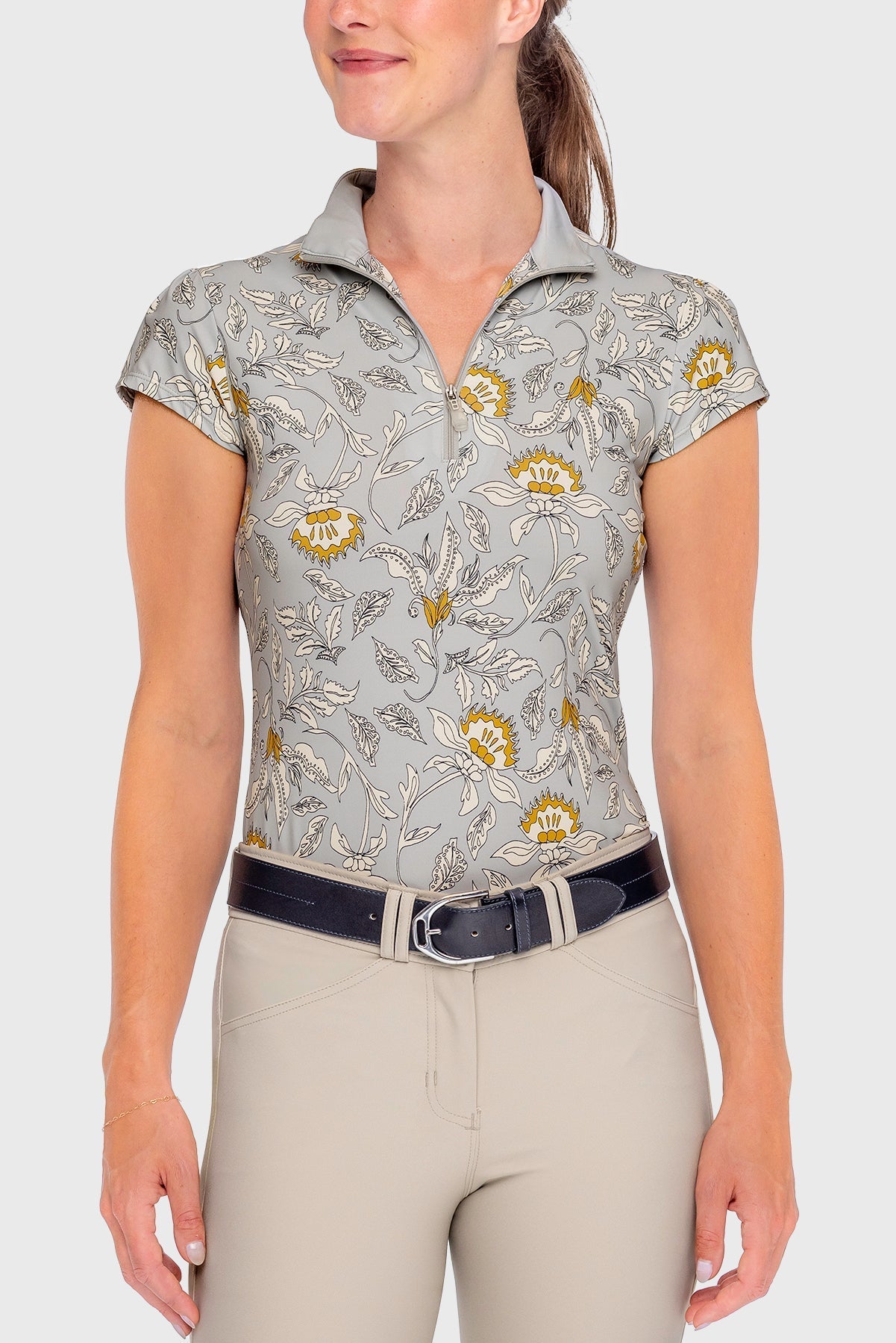 Kastel Denmark Dove Vintage Jacobean Cap Sleeve 1/4 Zip Sun Shirt - Kastel Denmark - Equiluxe Tack