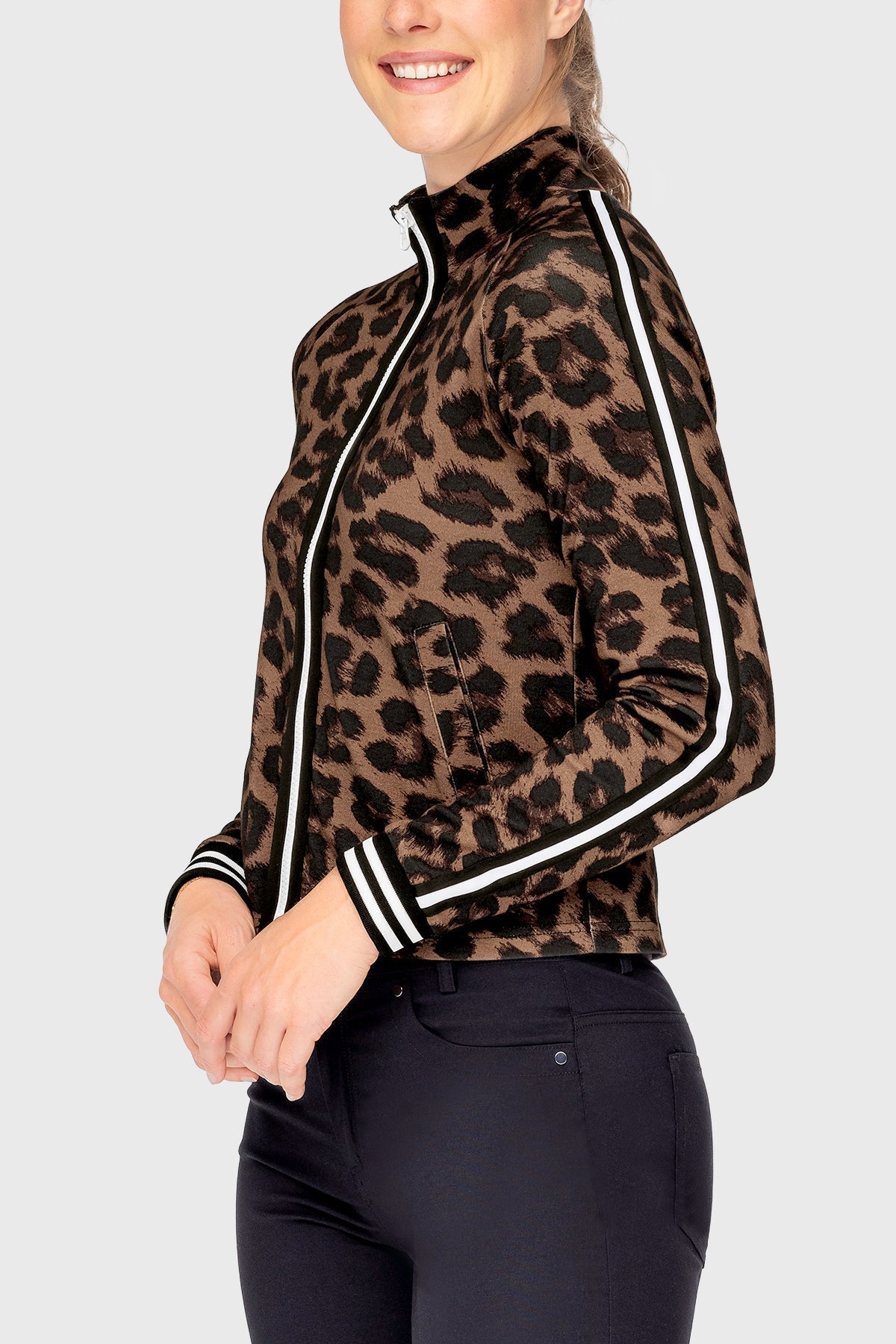 Kastel Denmark Espresso Leopard Full Zip Track Jacket - Kastel Denmark - Equiluxe Tack