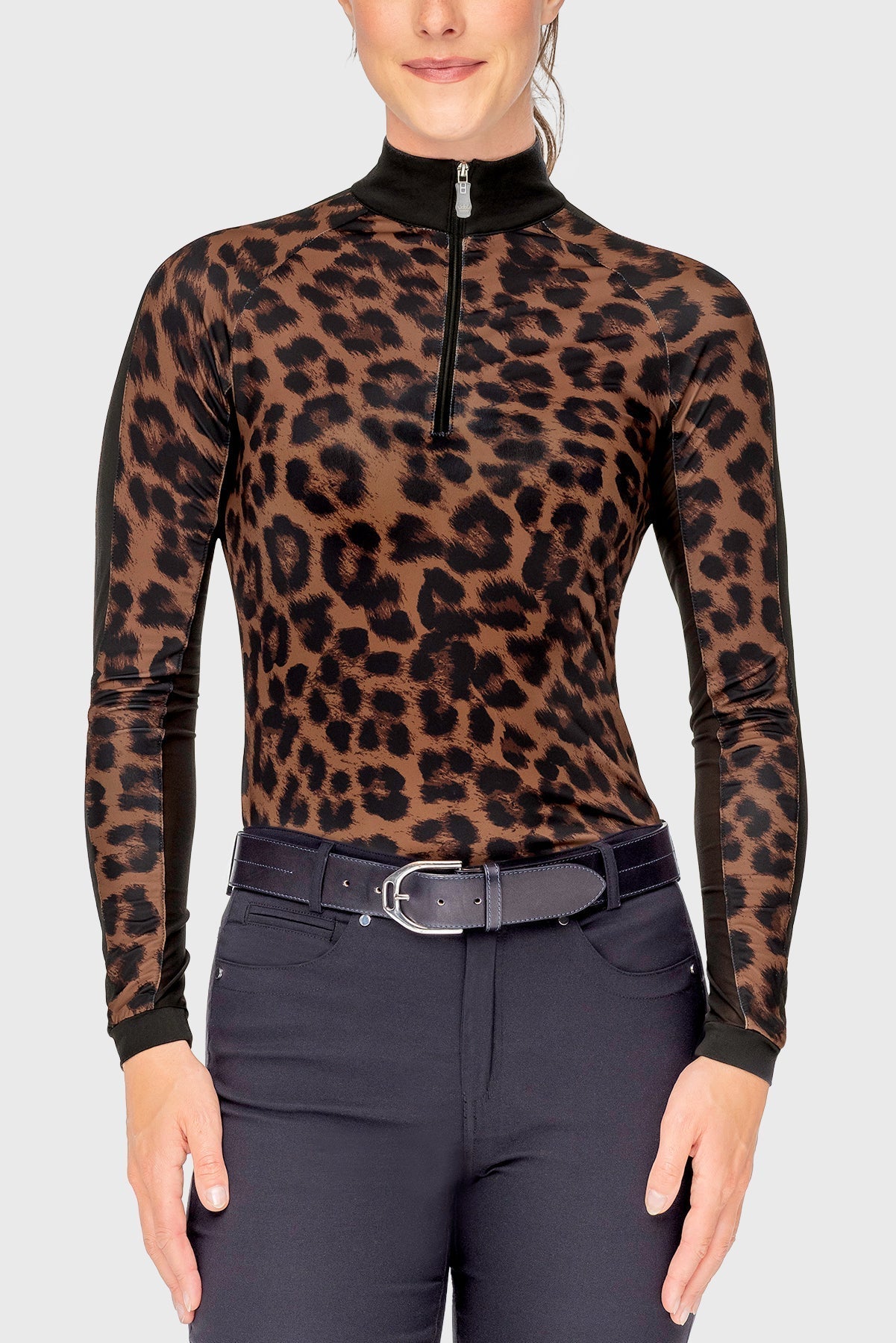 Kastel Denmark Espresso Leopard Long Sleeve 1/4 Zip Sun Shirt - Kastel Denmark - Equiluxe Tack