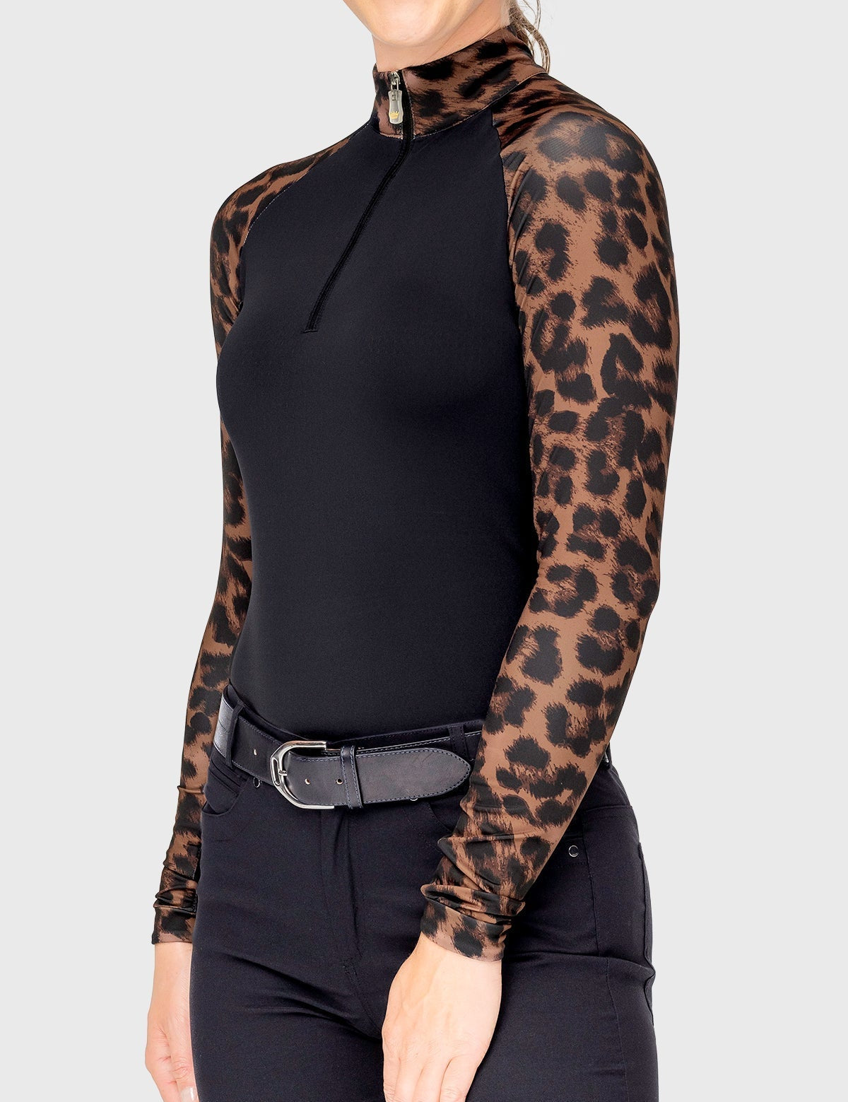 Kastel Denmark Espresso Leopard Long Sleeve Raglan 1/4 Zip Sun Shirt - Kastel Denmark - Equiluxe Tack