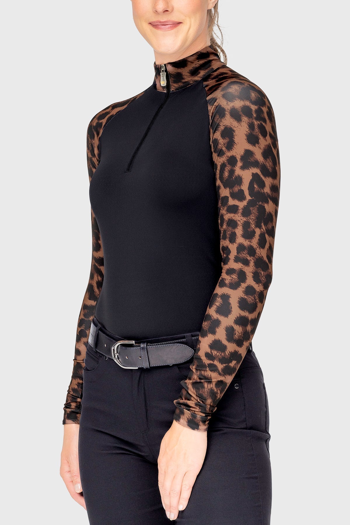 Kastel Denmark Espresso Leopard Long Sleeve Raglan 1/4 Zip Sun Shirt - Kastel Denmark - Equiluxe Tack