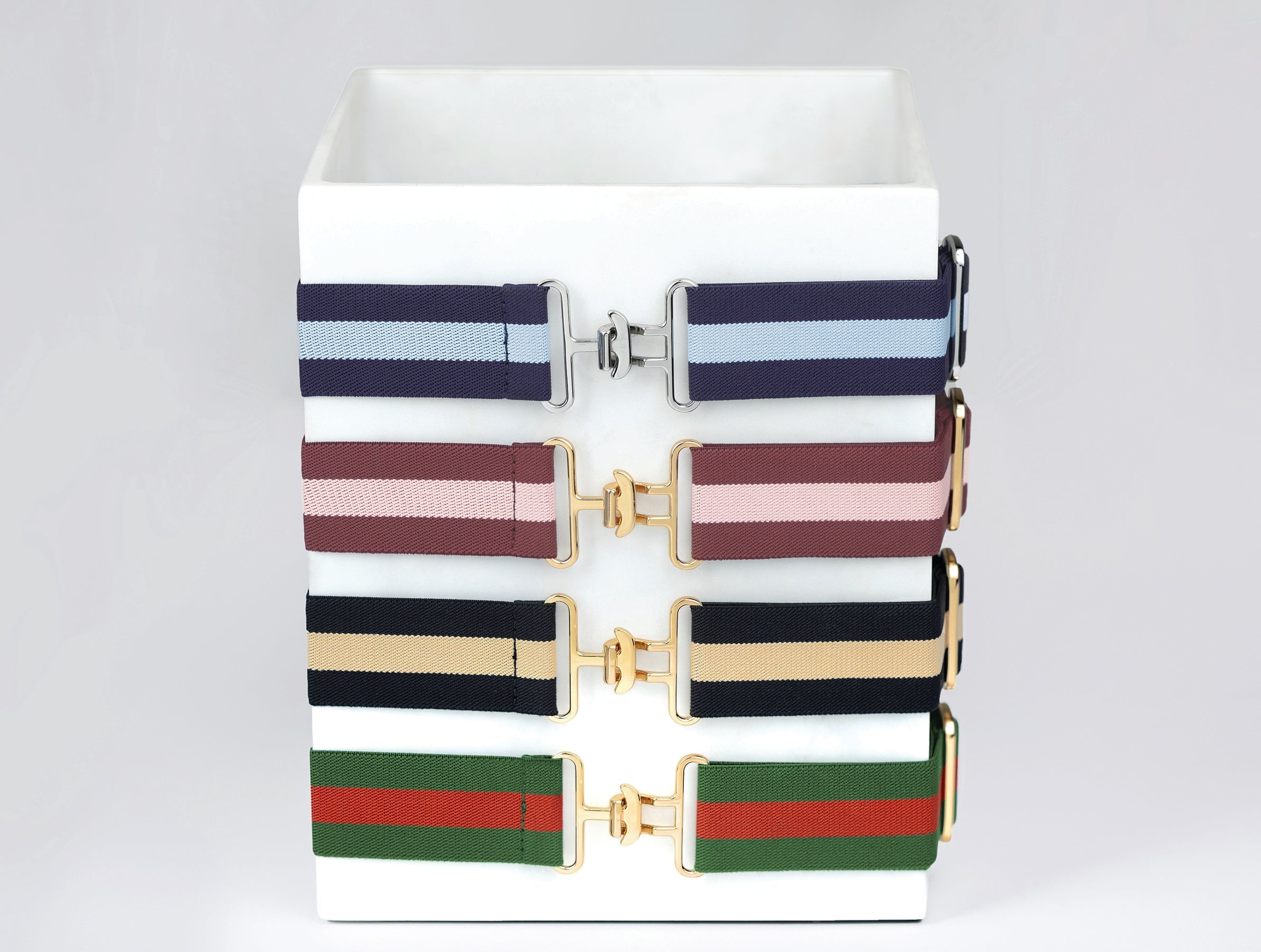 Kastel Denmark Forest Green and Red Striped Stretch Belt - Kastel Denmark - Equiluxe Tack