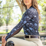 Kastel Denmark French Blue Regal Palm Long Sleeve 1/4 Zip Sun Shirt - Kastel Denmark - Equiluxe Tack
