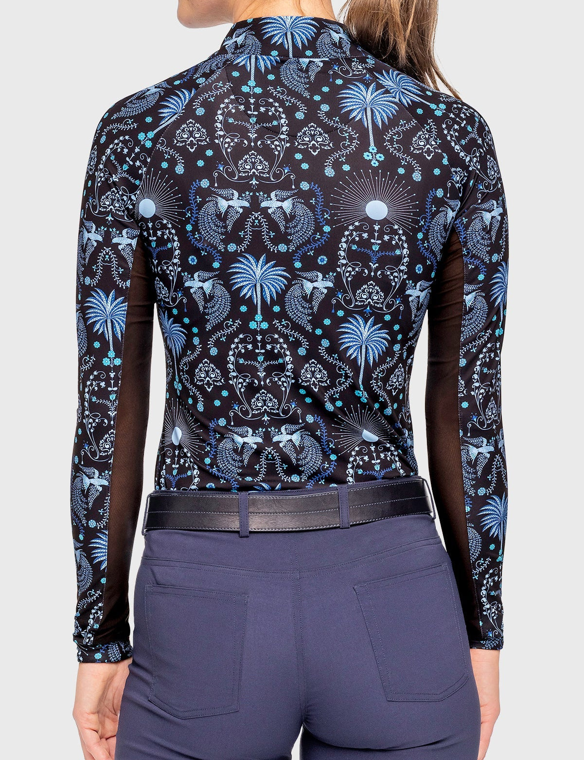 Kastel Denmark French Blue Regal Palm Long Sleeve 1/4 Zip Sun Shirt - Kastel Denmark - Equiluxe Tack