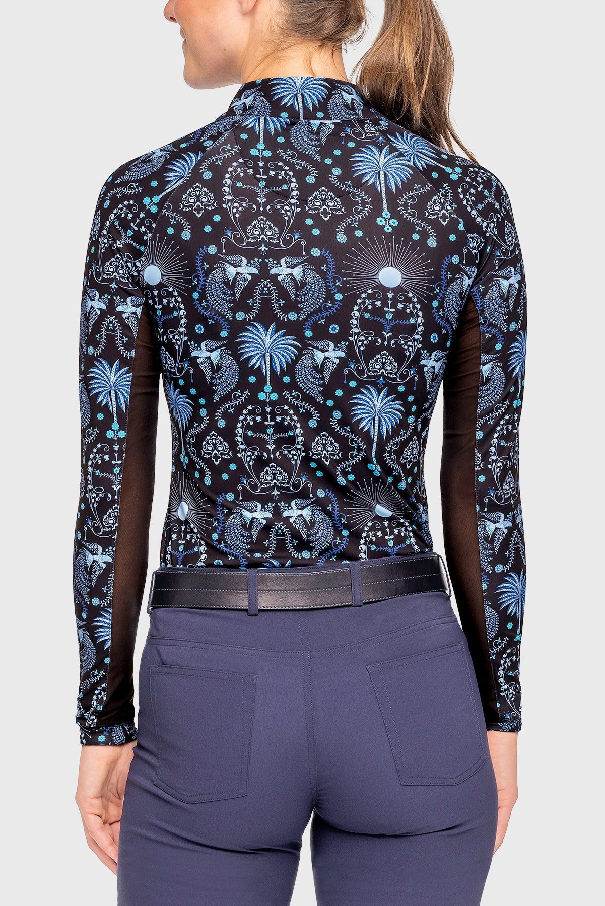 Kastel Denmark French Blue Regal Palm Long Sleeve 1/4 Zip Sun Shirt - Kastel Denmark - Equiluxe Tack