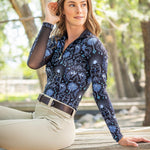 Kastel Denmark French Blue Regal Palm Long Sleeve 1/4 Zip Sun Shirt - Kastel Denmark - Equiluxe Tack