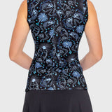 Kastel Denmark French Blue Regal Palm Ruched Back Sleeveless 1/4 Zip Sun Shirt - Kastel Denmark - Equiluxe Tack