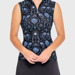 Kastel Denmark French Blue Regal Palm Ruched Back Sleeveless 1/4 Zip Sun Shirt - Kastel Denmark - Equiluxe Tack