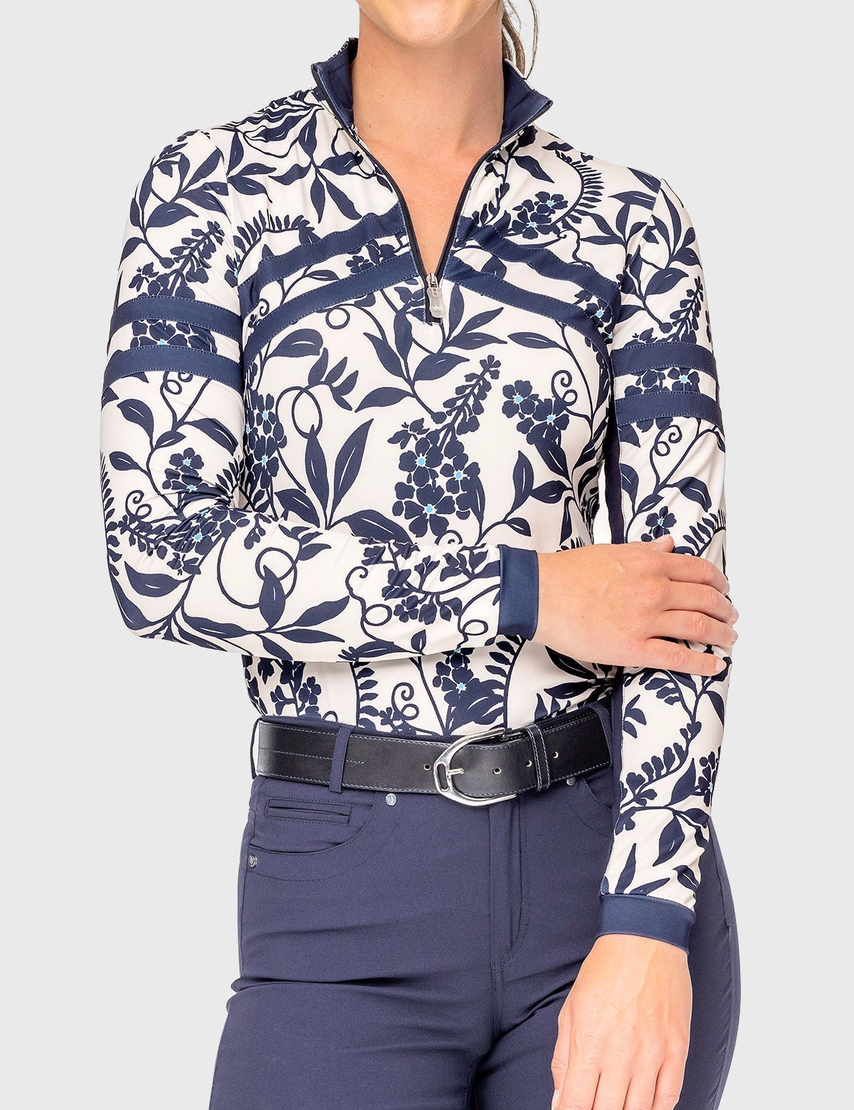 Kastel Denmark Gardenia Climbing Vine Long Sleeve Chevron 1/4 Zip Sun Shirt - Kastel Denmark - Equiluxe Tack