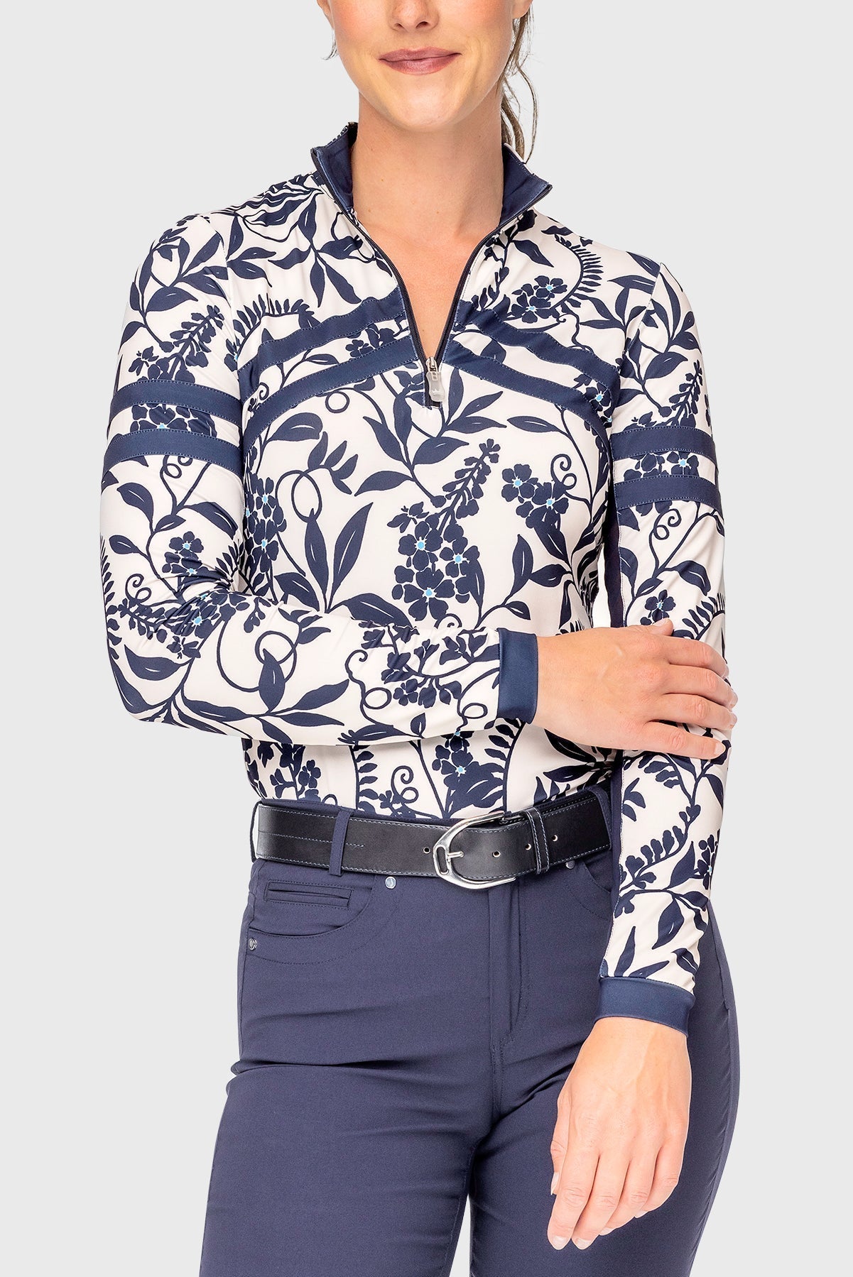 Kastel Denmark Gardenia Climbing Vine Long Sleeve Chevron 1/4 Zip Sun Shirt - Kastel Denmark - Equiluxe Tack