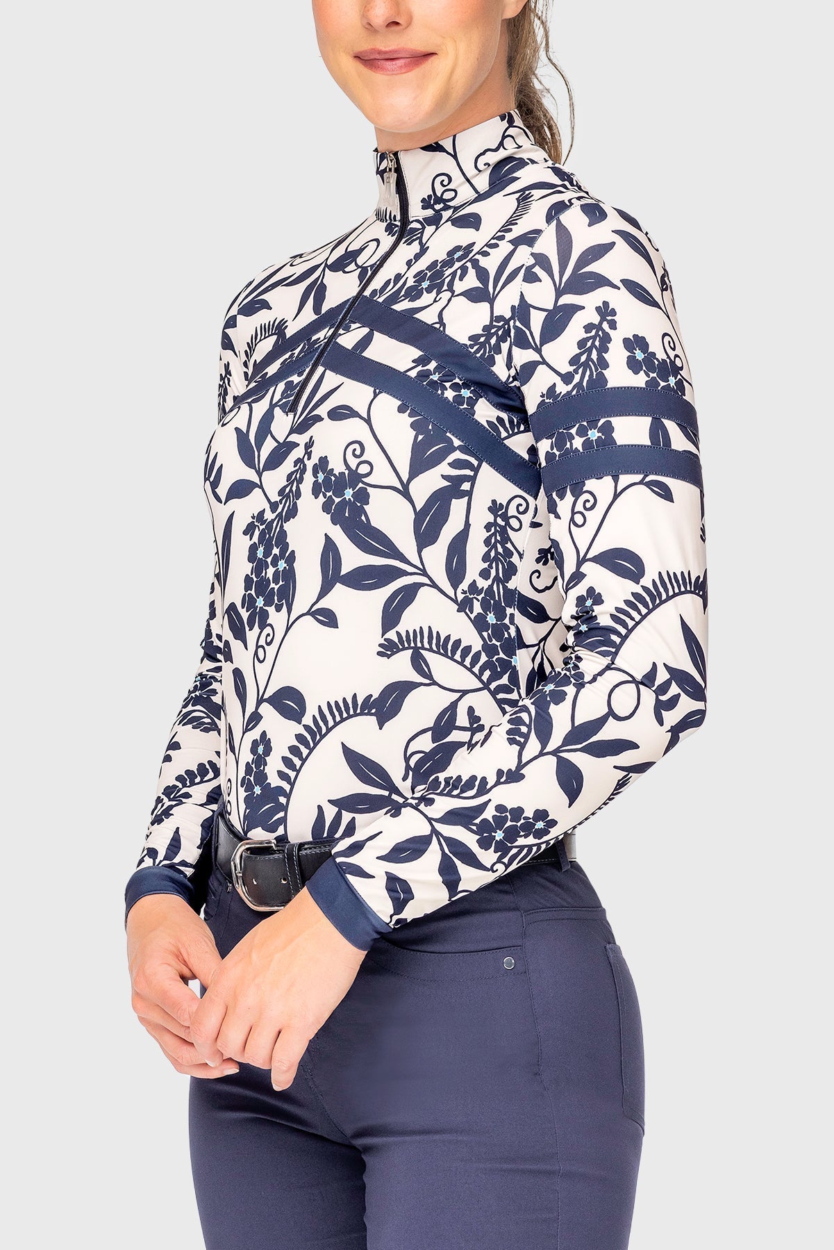 Kastel Denmark Gardenia Climbing Vine Long Sleeve Chevron 1/4 Zip Sun Shirt - Kastel Denmark - Equiluxe Tack