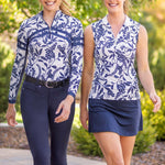 Kastel Denmark Gardenia Climbing Vine Long Sleeve Chevron 1/4 Zip Sun Shirt - Kastel Denmark - Equiluxe Tack