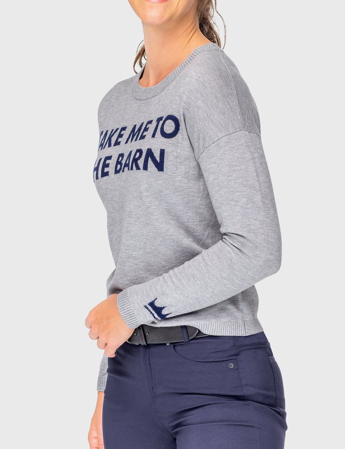 Kastel Denmark Heather Grey "Take Me To The Barn" Crewneck Sweater - Kastel Denmark - Equiluxe Tack