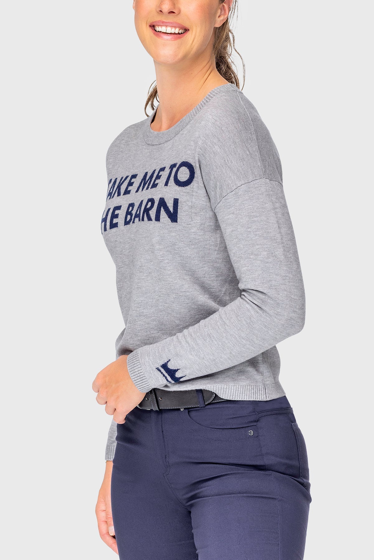 Kastel Denmark Heather Grey "Take Me To The Barn" Crewneck Sweater - Kastel Denmark - Equiluxe Tack