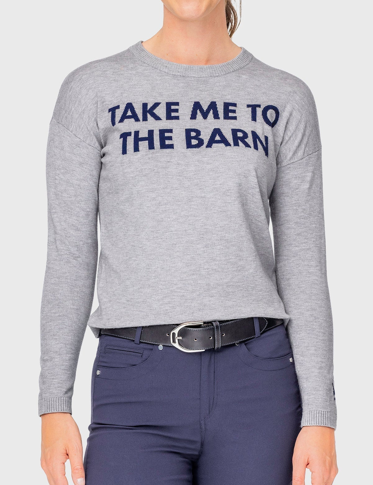 Kastel Denmark Heather Grey "Take Me To The Barn" Crewneck Sweater - Kastel Denmark - Equiluxe Tack