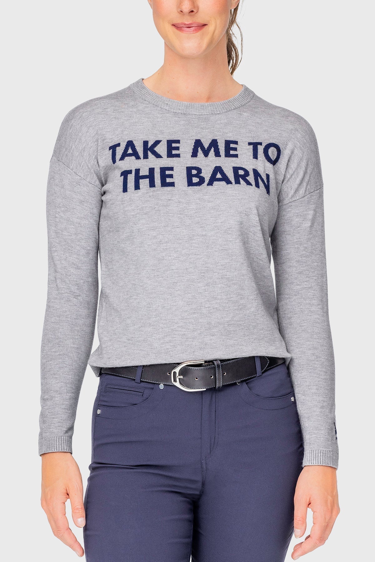 Kastel Denmark Heather Grey "Take Me To The Barn" Crewneck Sweater - Kastel Denmark - Equiluxe Tack