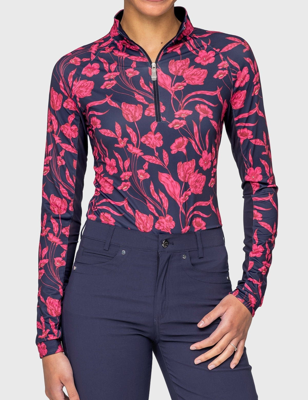 Kastel Denmark Hot Pink French Tulips Long Sleeve 1/4 Zip Sun Shirt - Kastel Denmark - Equiluxe Tack