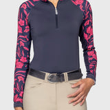 Kastel Denmark Hot Pink French Tulips Raglan Long Sleeve 1/4 Zip Sun Shirt - Kastel Denmark - Equiluxe Tack