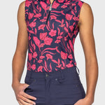 Kastel Denmark Hot Pink French Tulips Ruched Back Sleeveless 1/4 Zip Sun Shirt - Kastel Denmark - Equiluxe Tack