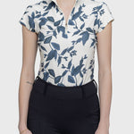 Kastel Denmark Indigo Lithograph Leaf 1/4 Zip Cap Sleeve Shirt - Kastel Denmark - Equiluxe Tack